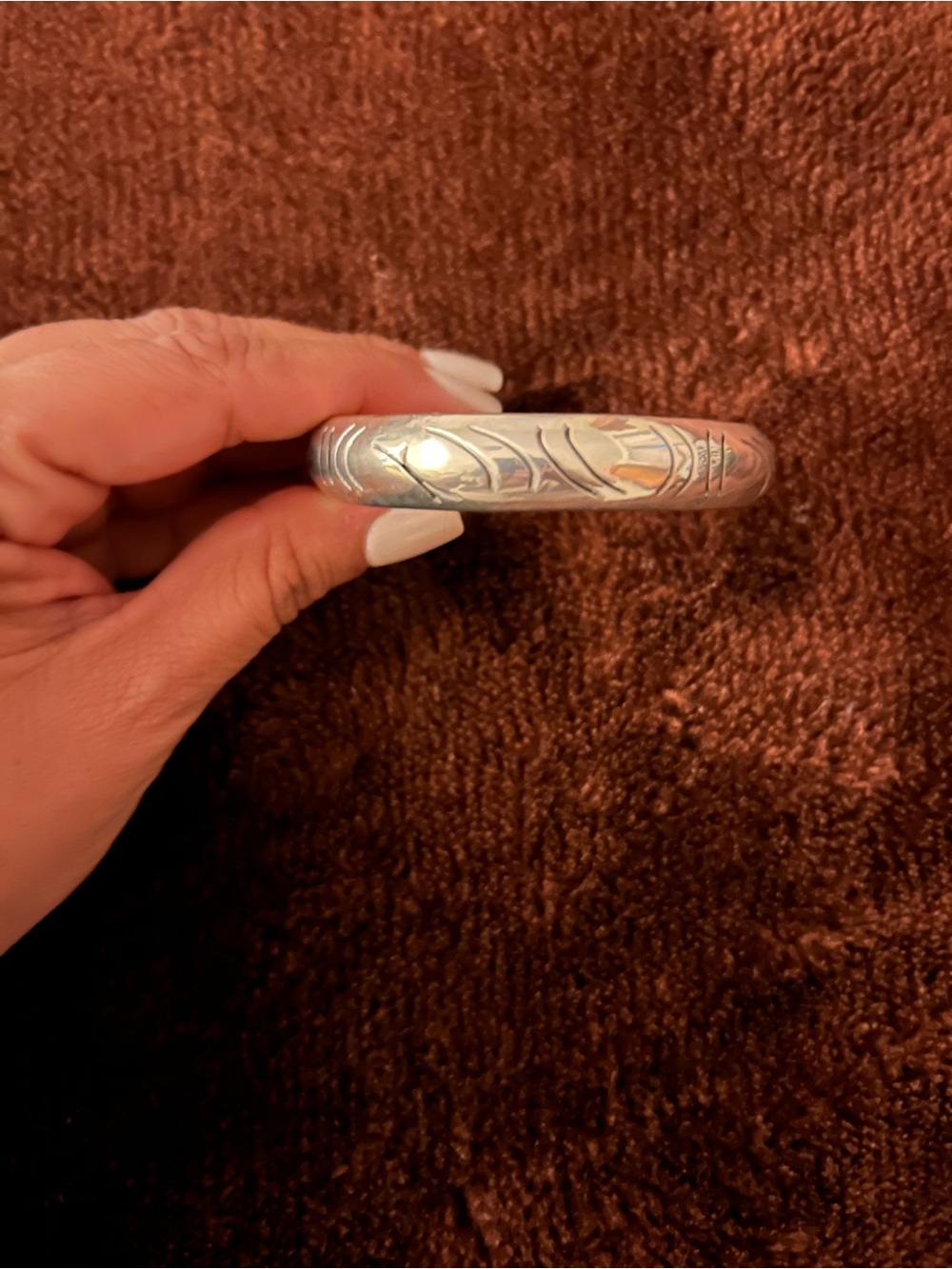 Hand Engraved Silver Bangle Bracelet